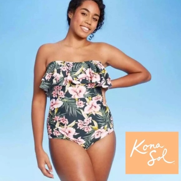 Kona Sol Other - NWT Kona Sol Green Floral One Piece Swimsuit size 20W